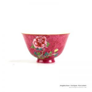 RZFK03_Hand made needle painting red glaze and flower pattern tea cup
