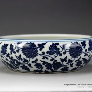 RZGX01_Oriental interlock branch lotus mark blue and white small clay bowl