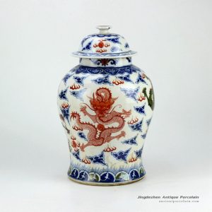 RZHE01_Chinese blue and white dragon pattern ceramic ginger jar