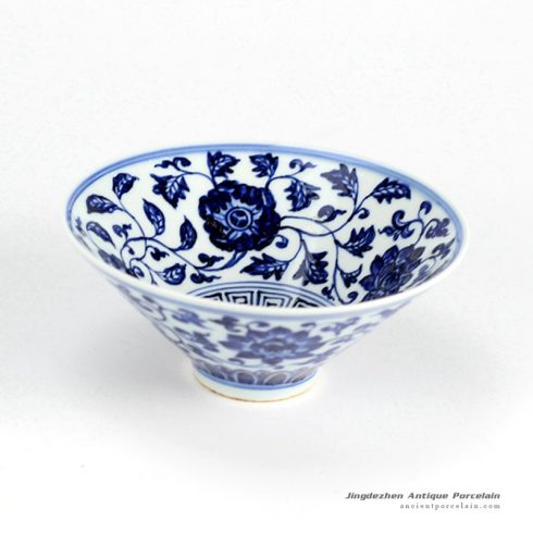RZHL02-B_Funnel shaped wide open mouth hand paint floral pattern porcelain beautiful ceramic bowls