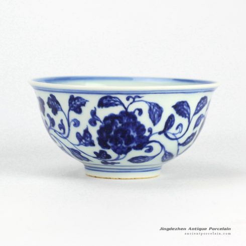RZHL03-A_Round hand paint floral pattern blue and white ceramic dinnerware