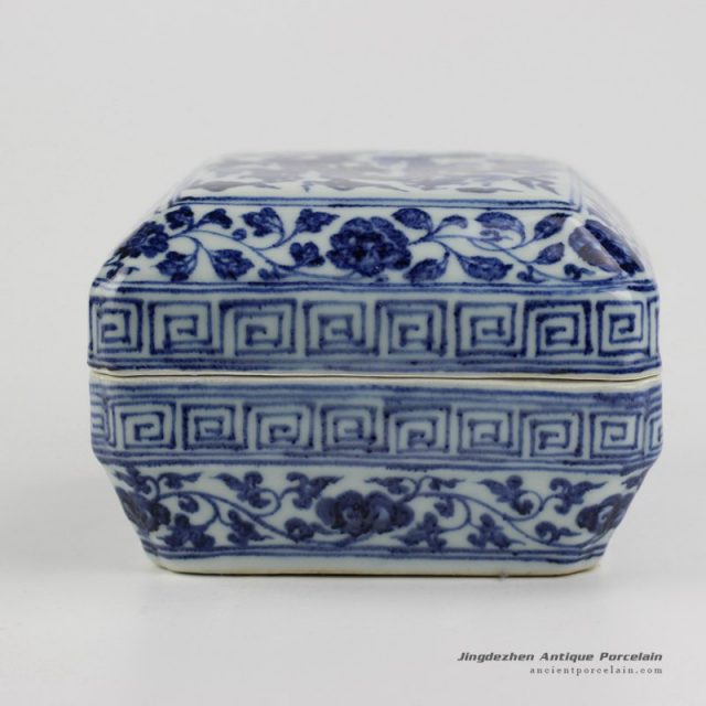 RZHL05-B_antique style blue and white Chinese dragon totem pattern ceramic ink pad