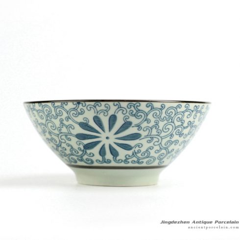 RZIO01-B Japan style floral pattern ceramic soup bowl