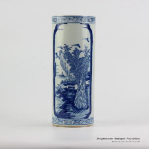 RZJI01 Chinese style blue and white hand paint landscape pattern porcelain rain umbrella stand