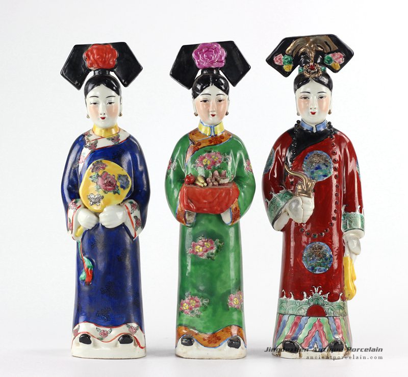 RZKC11 three maids in an imperial palace ceramic sculpture