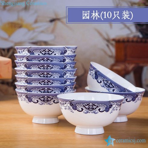 RZKX16-4.5cun-J Blue and white ceramic bowls Set of 10