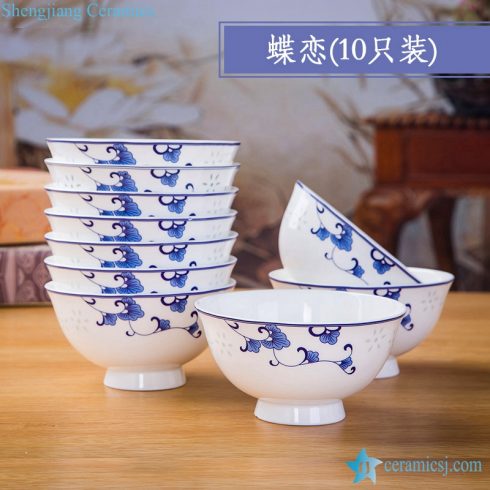 RZKX16-4.5cun-P Jingdezhen Set of 10 Blue And White Ceramic Porcelain Bowl