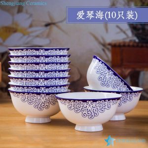 RZKX16-4.5cun-Q Set of 10 Blue And White Ceramic Porcelain Bowl