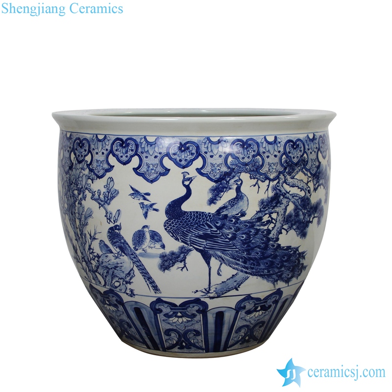Huge Antique Chinese Blue/&White Porcelain Hand-painted *Phoenix* bowl