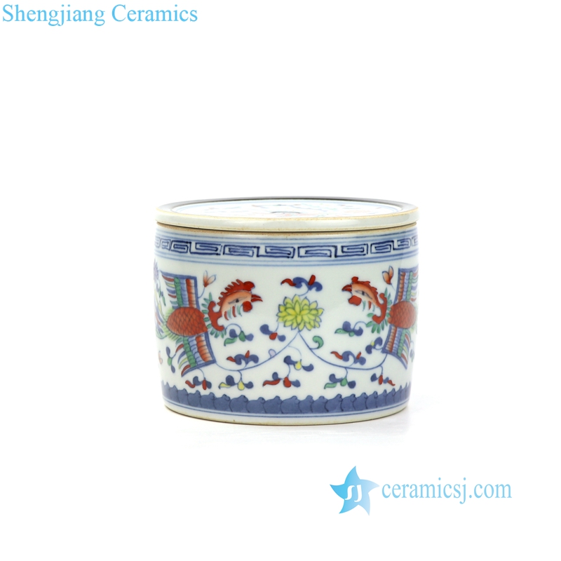five color phoenix ceramic jar