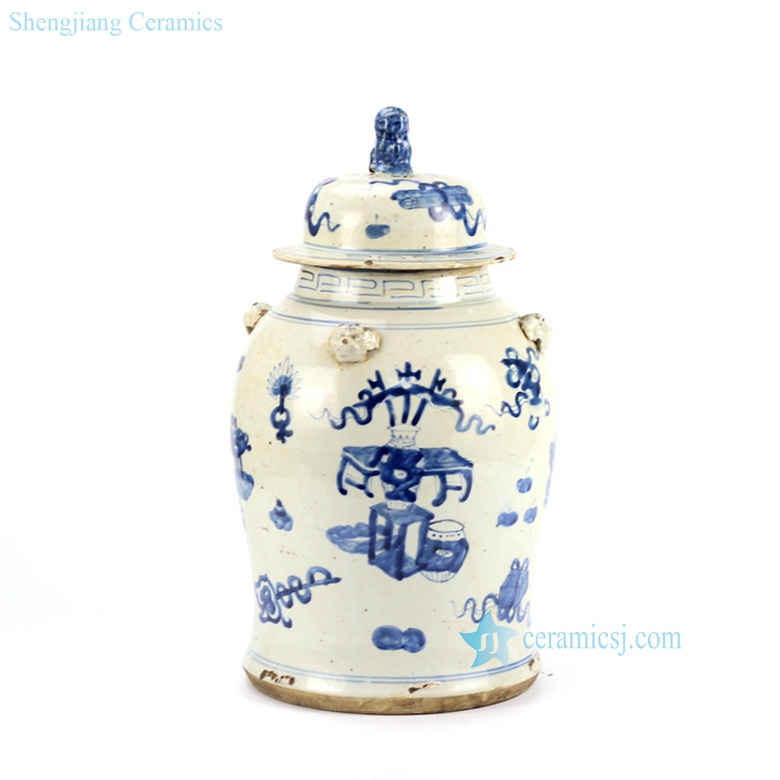 hand painted ceramic temple jar