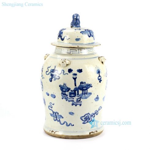 hand painted ceramic temple jar