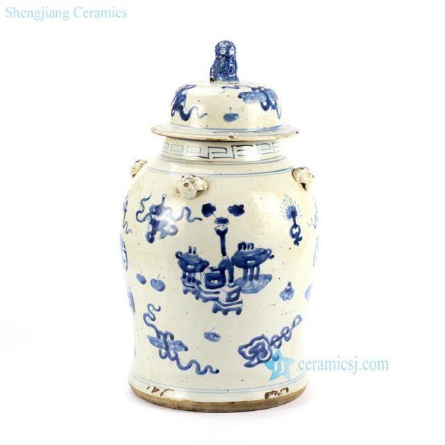 hand painted ceramic temple jar