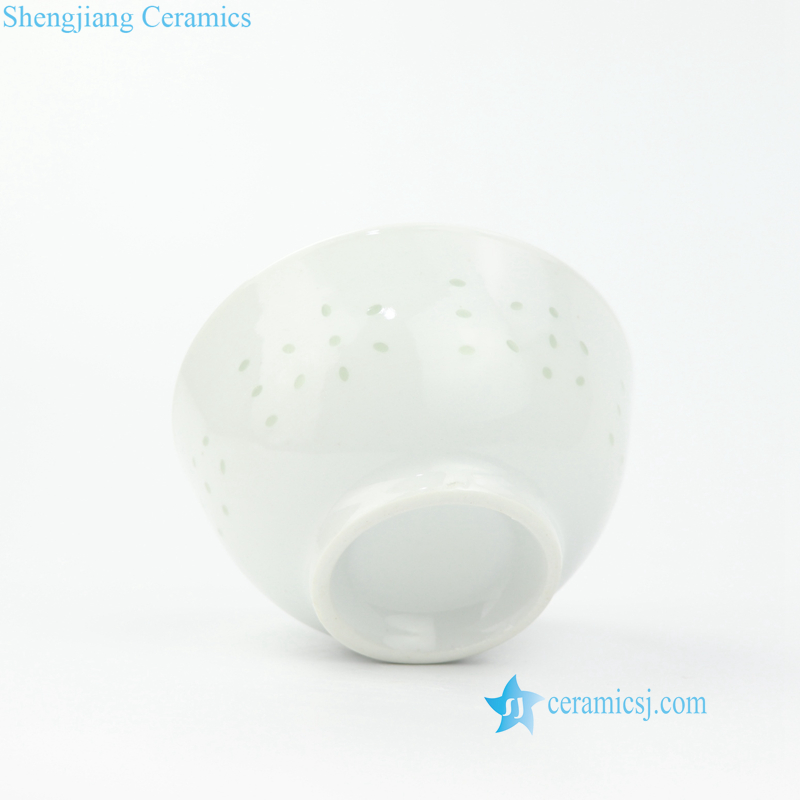 White porcelain bowl with rice hole