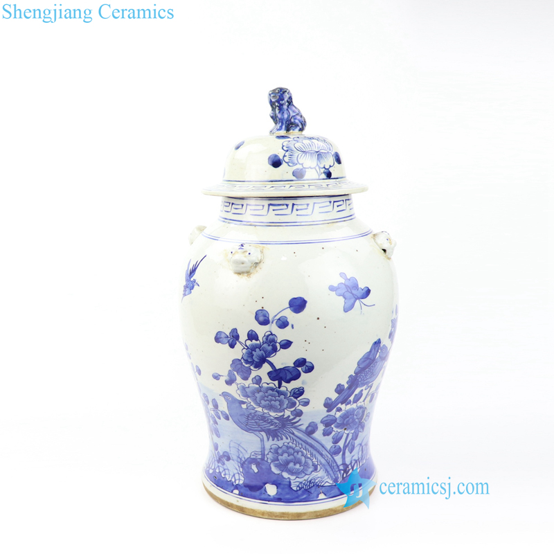 brid floral ceramic jar