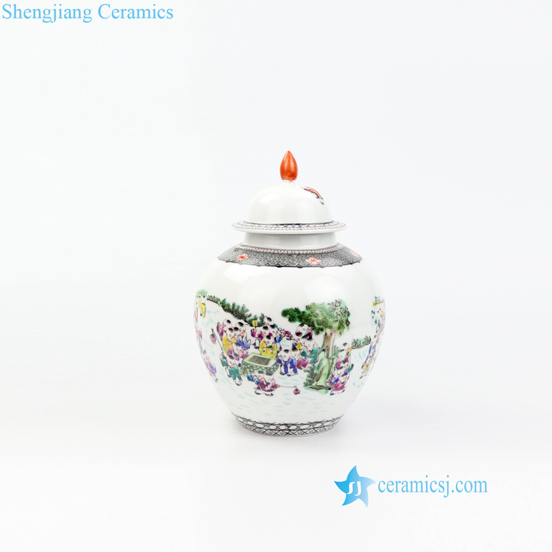 happy childhood porcelain jar