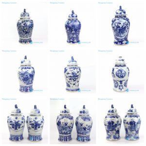 handmade blue and white ceramic temple jar