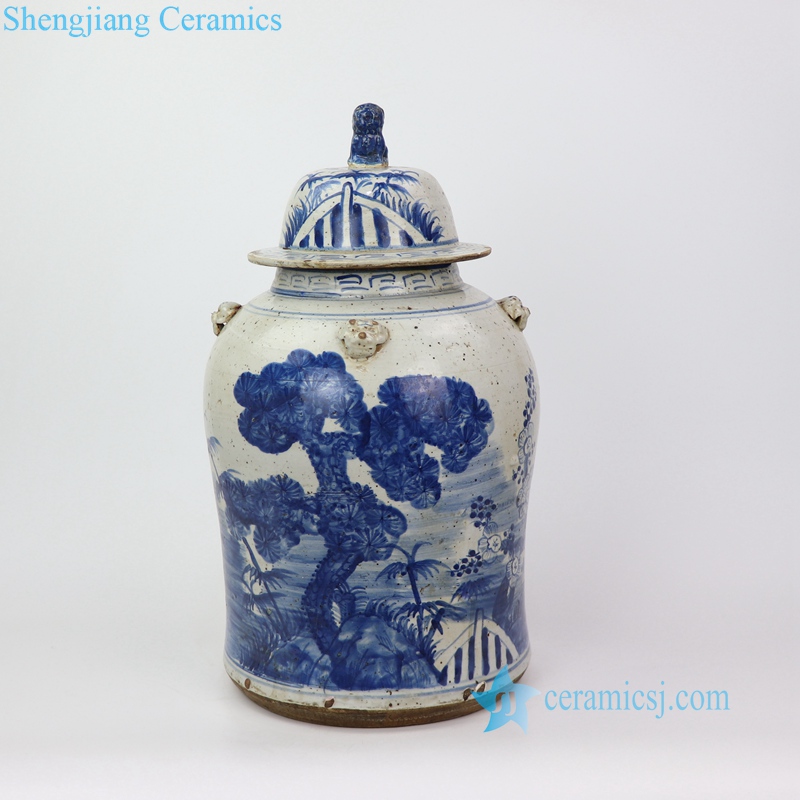 old style landscape porcelain jar