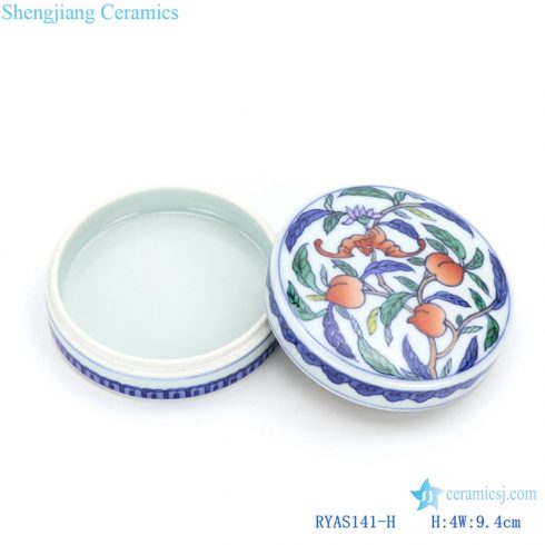 Longevity peach pattern enamel ceramic box