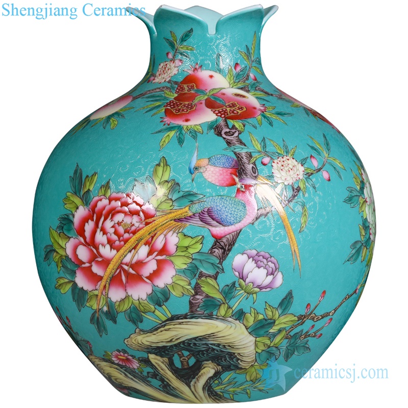 Flower and bird hand painting ceramic vase 
