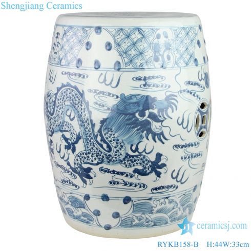  Dragon pattern with hollow out coin ceramic stool 