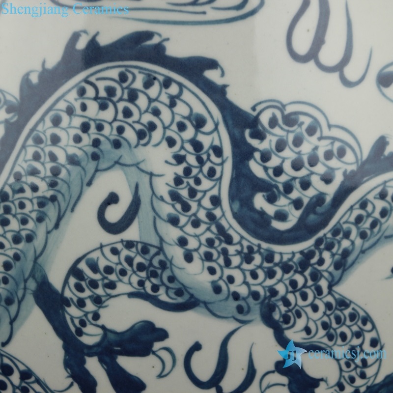  Dragon pattern ceramic stool detail view 