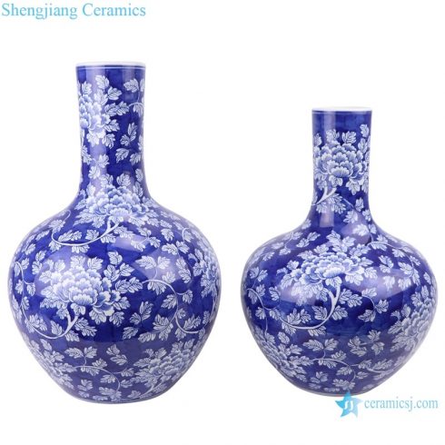 Jingdezhen ice plum deep blue flower vase
