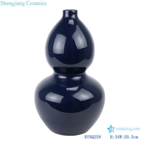 Deep blue offering blue glaze vase front view 