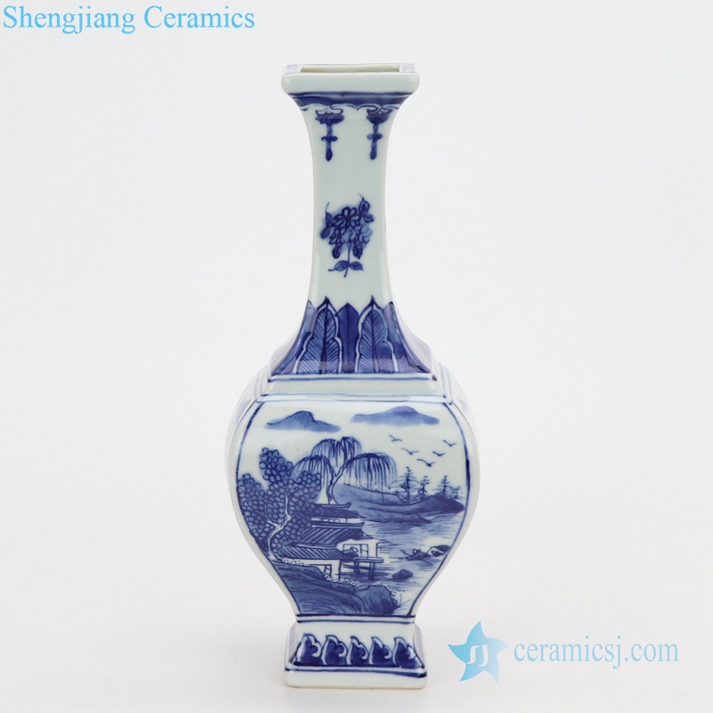  Jingdezhen blue and white ceramic vase back view 