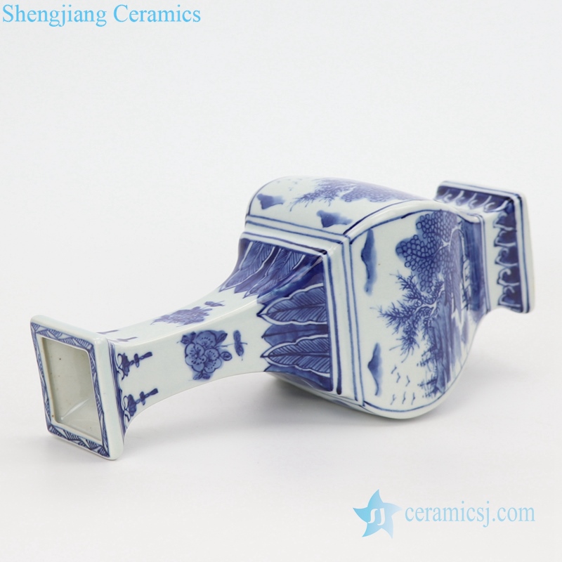  Jingdezhen blue and white ceramic vase side view 