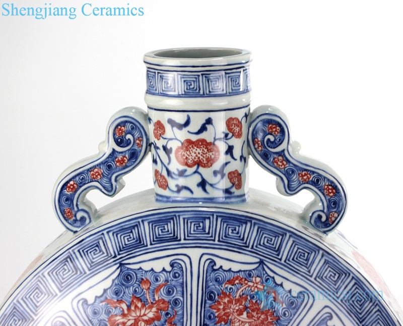 Manul blue and white color glaze ceramic vase top view