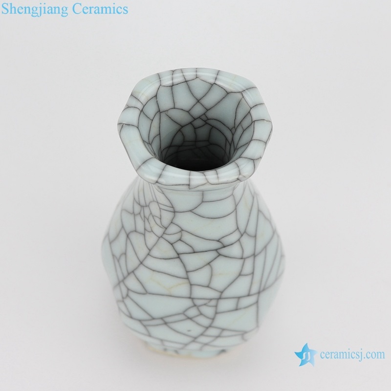 chinese Six - sided flat pot vase top view 