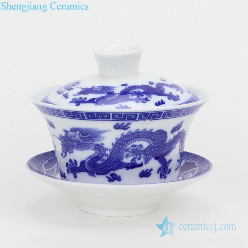 Kung fu tea set with three bowls color glaze