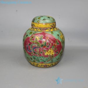 Beautiful traditional color glaze jar front view
