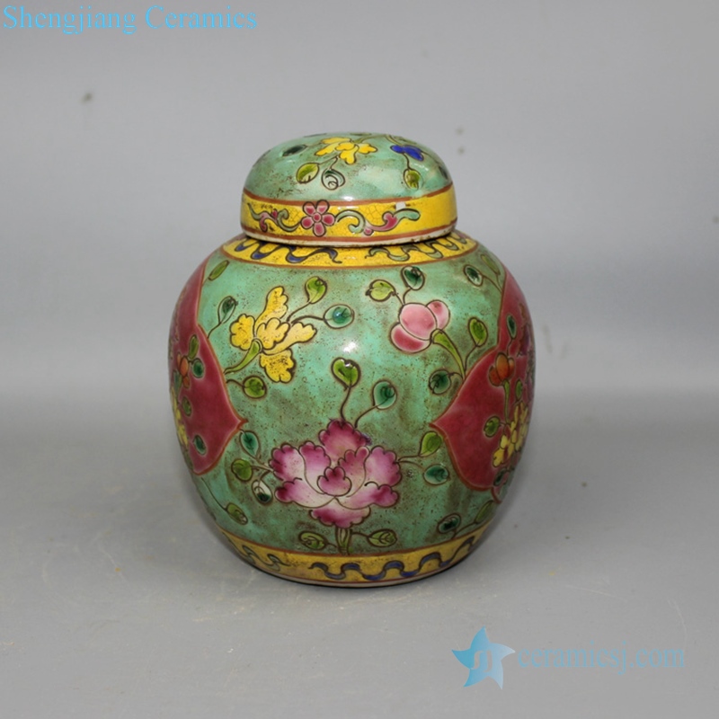 Beautiful traditional color glaze jar side view 