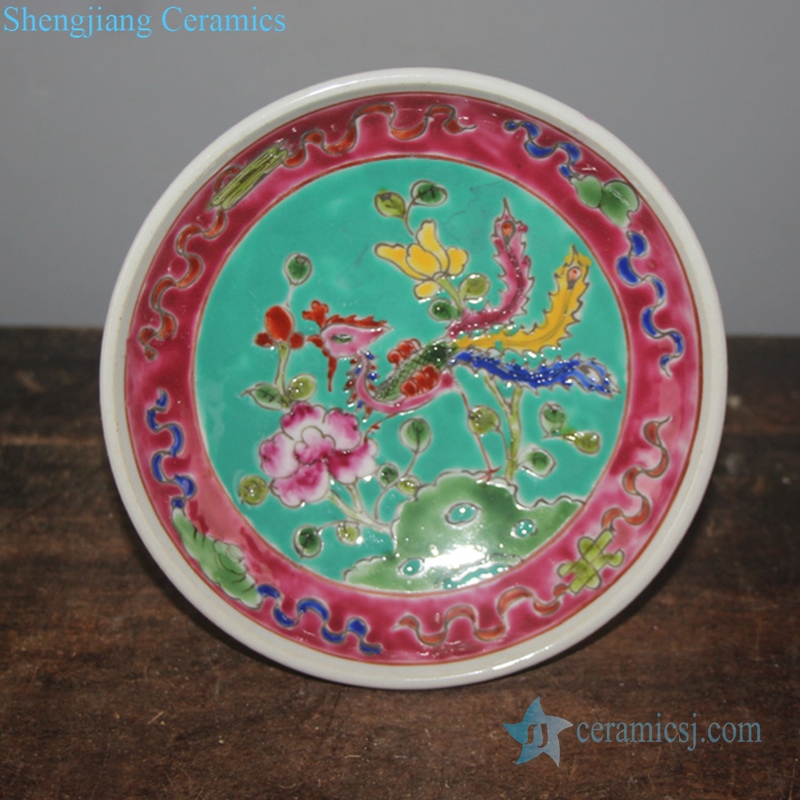 Multicolor chinese style fruit plate front view 
