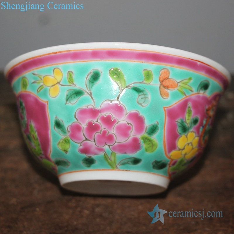 Acharze famille rose porcelain teabowl  side view 