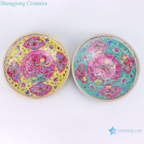 Qing dynasty painted color glaze ceramic plate 