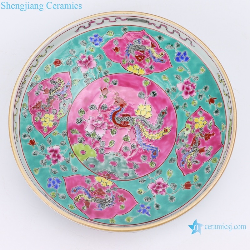 Qing dynasty painted color glaze ceramic plate 