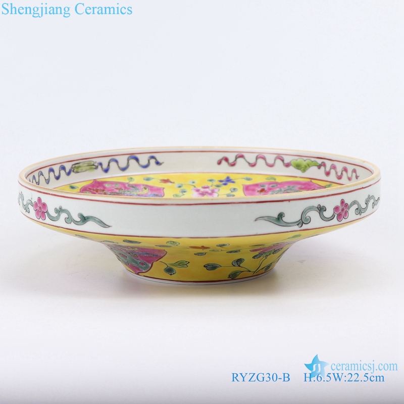 Qing dynasty painted color glaze ceramic plate side view 