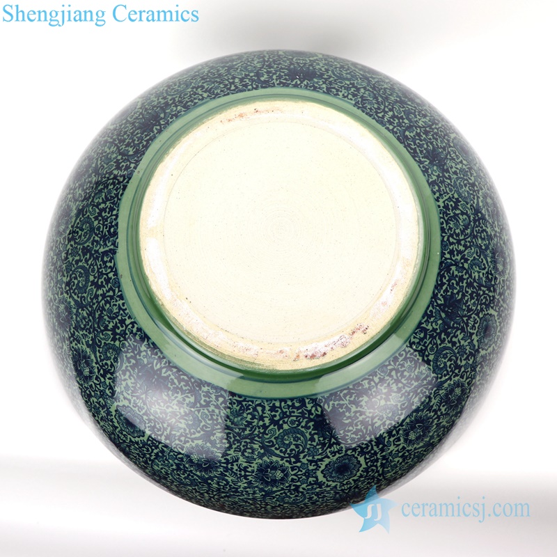 Green color glaze porcelain bowl bottom view