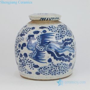 Chinese blue and white teapot with lid front view