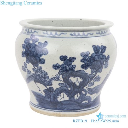 Reproduction chinese style ceramic vat front view