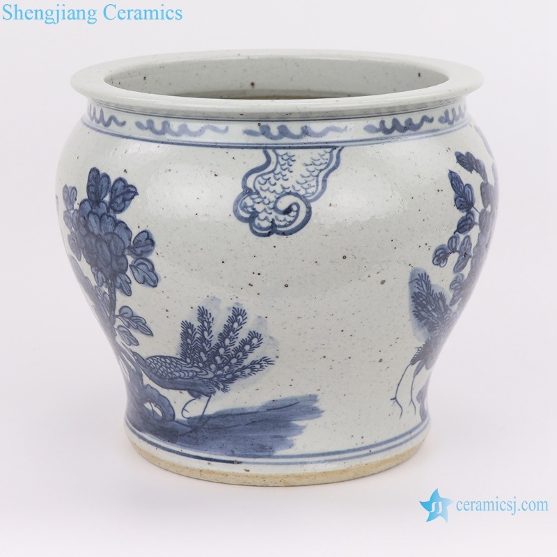 Reproduction chinese style ceramic vat back view