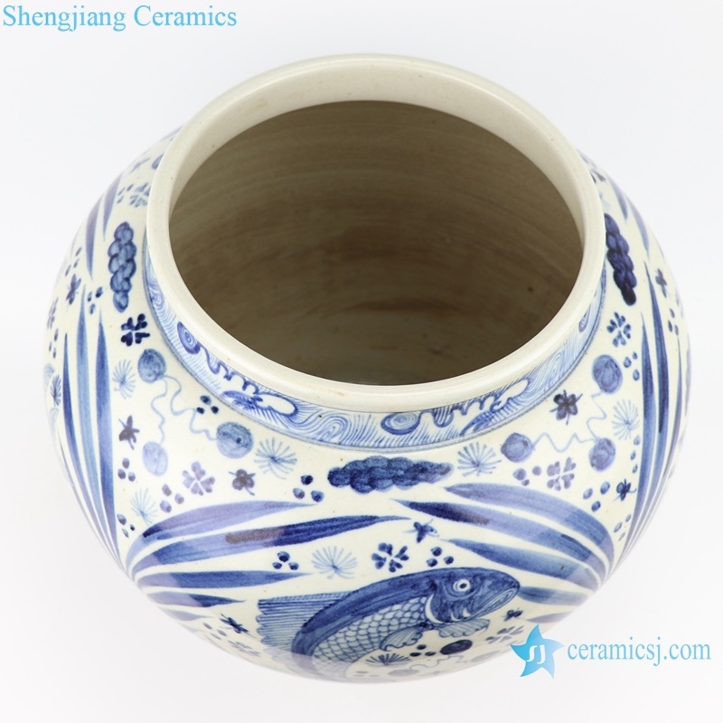  fish algal pattern tank hand made porcelain top view 