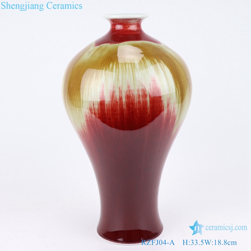 Red and yellow color glaz archaize ceramic front view