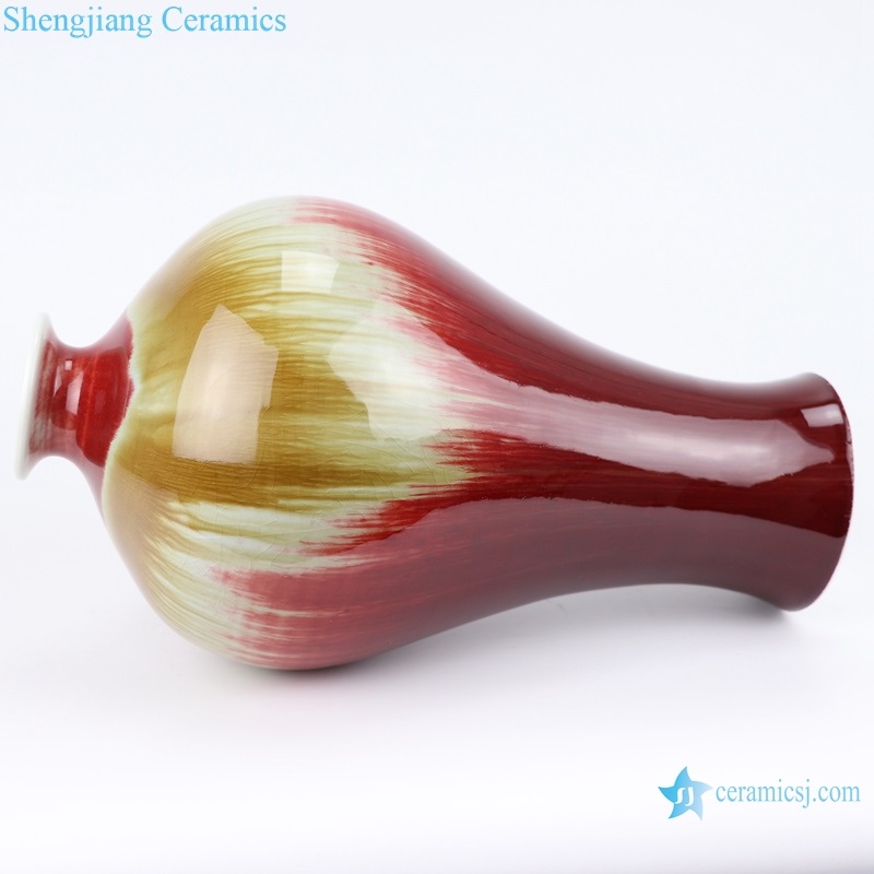 Red and yellow color glaz archaize ceramic side view