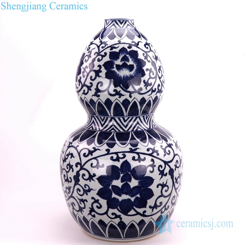 Lotus gourd-shaped ceramic vase front view 