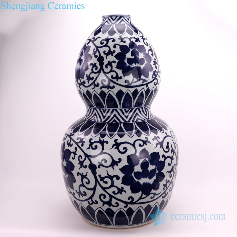 Lotus gourd-shaped ceramic vase side view 