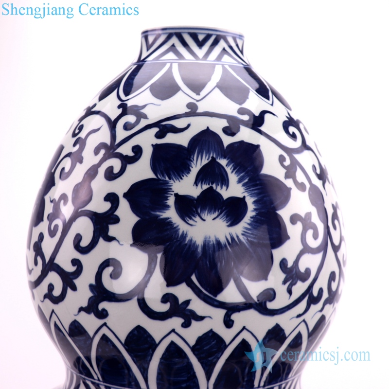 Lotus gourd-shaped ceramic vase top view 